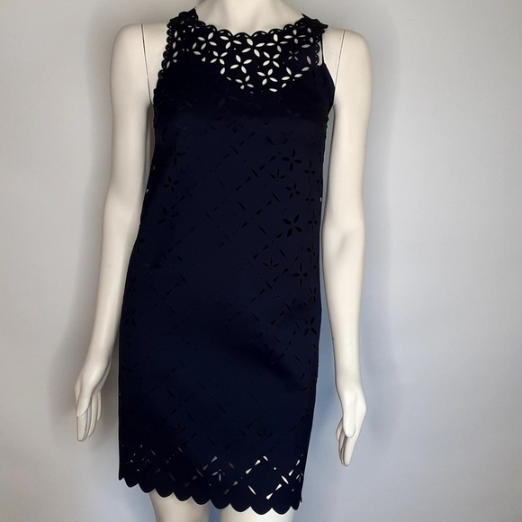 J.Crew Eyelet Blue lined dress Sz 00 - Picture 2 of 6